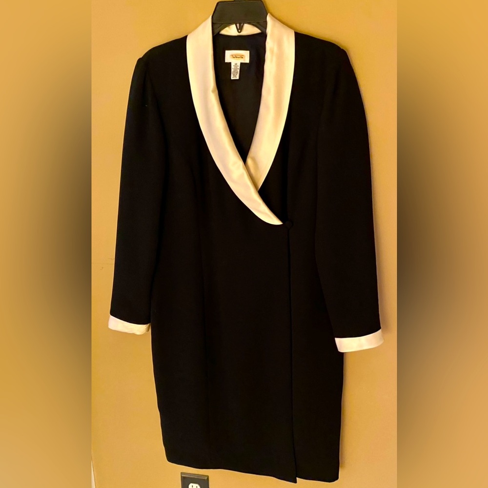 Talbots Black Dress With Cream Collar